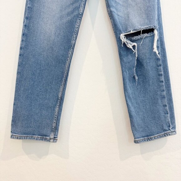 Re/Done Denim 70s Stove Pipe Button Fly Distressed Hole High Rise Jean Casual 27 - Picture 5 of 12